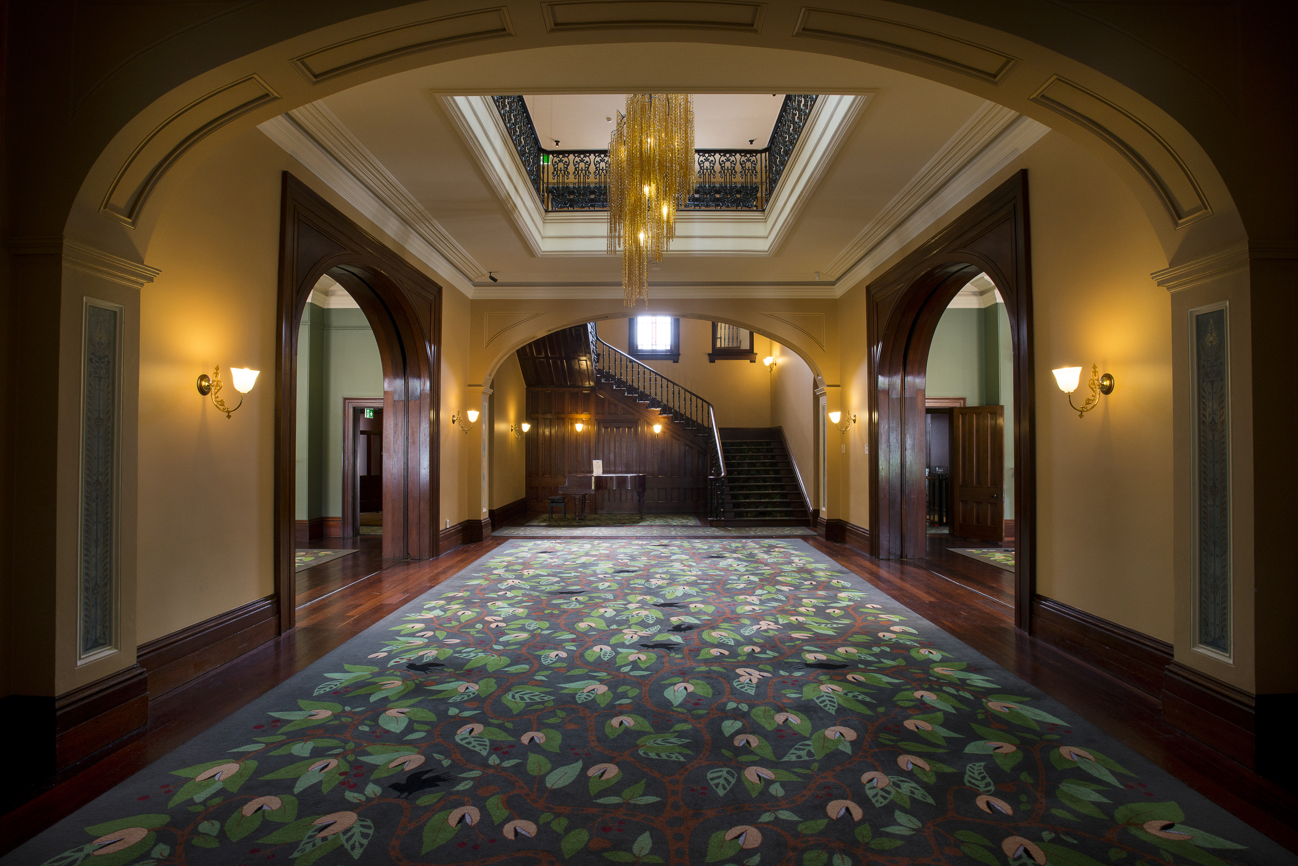 A room in Old Government House with a botanical carpet