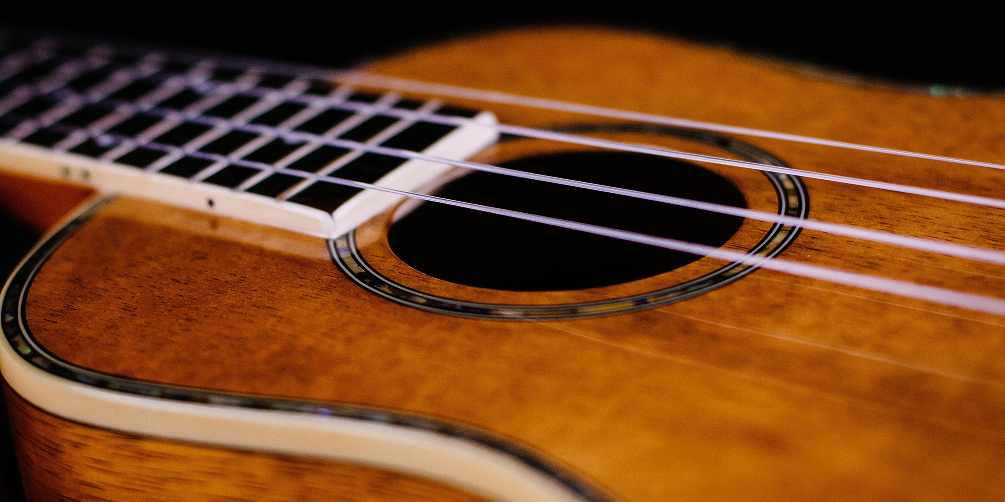 Up close photo of a guitar