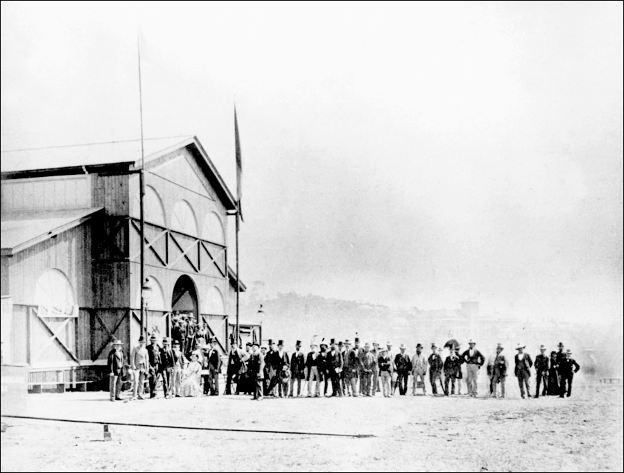 Officials gather to await the Governor's arrival. Image courtesy of the John Oxley Library, SLQ.